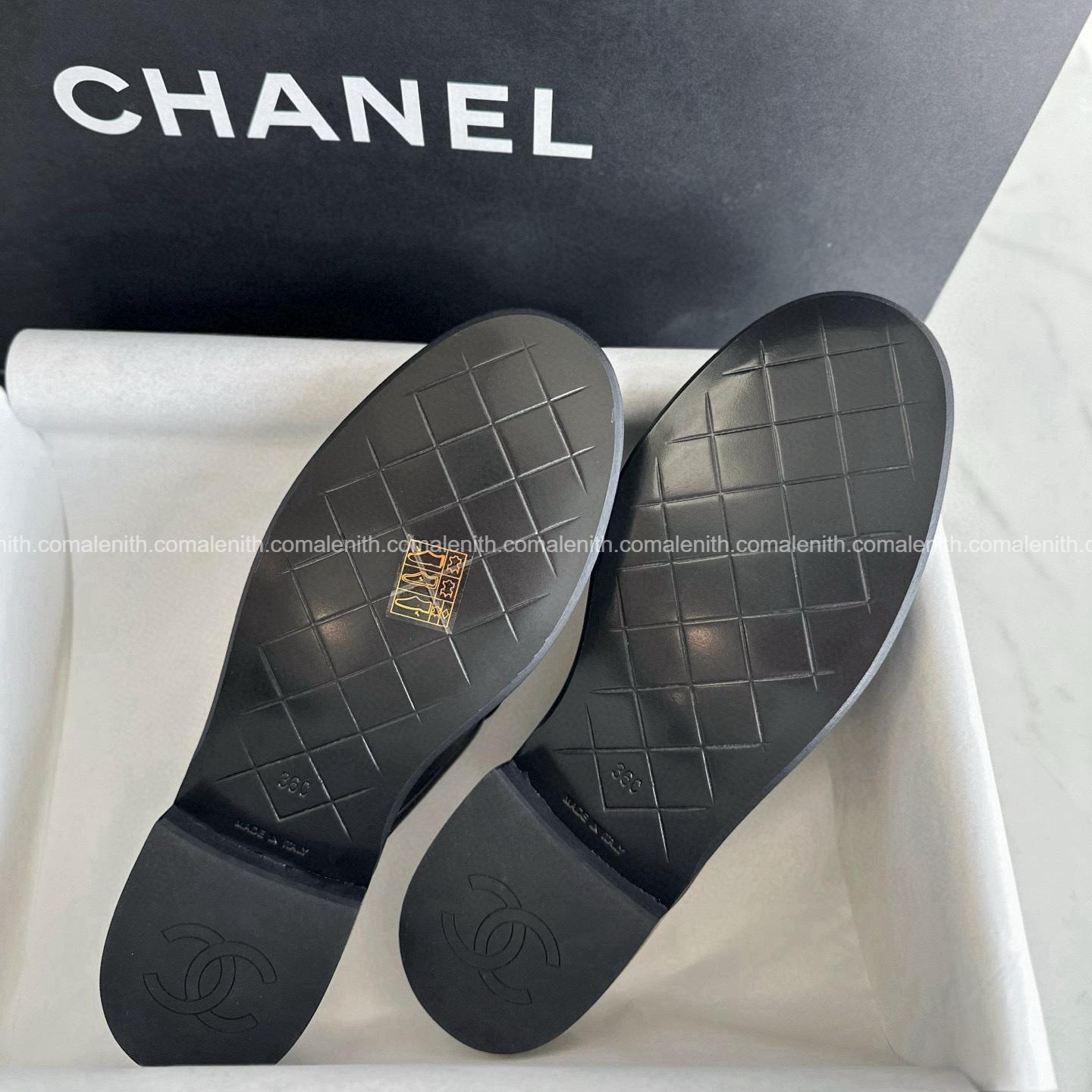 Chanel 25C Quilted Flap Buckle Mules